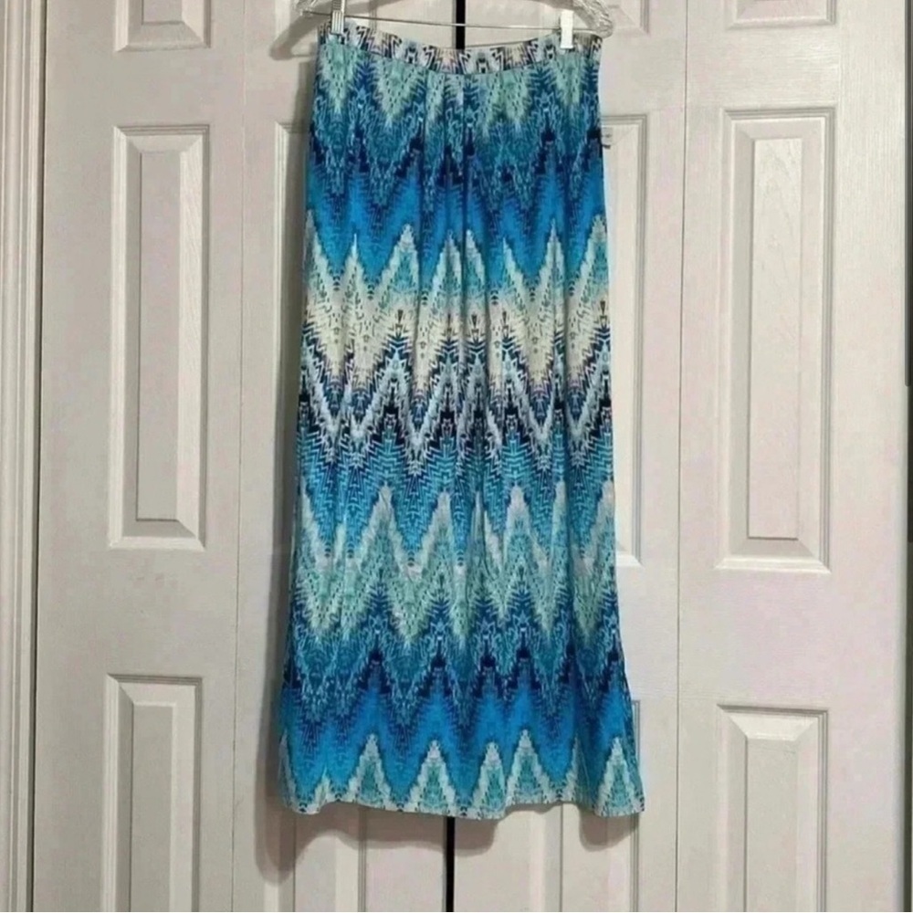 Saint Tropez West blue & white & tan casual beach pool cover skirt LARGE